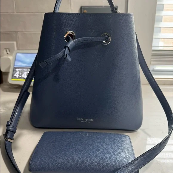 Kate Spade Blue Leather Bucket Bag - Picture 1 of 6